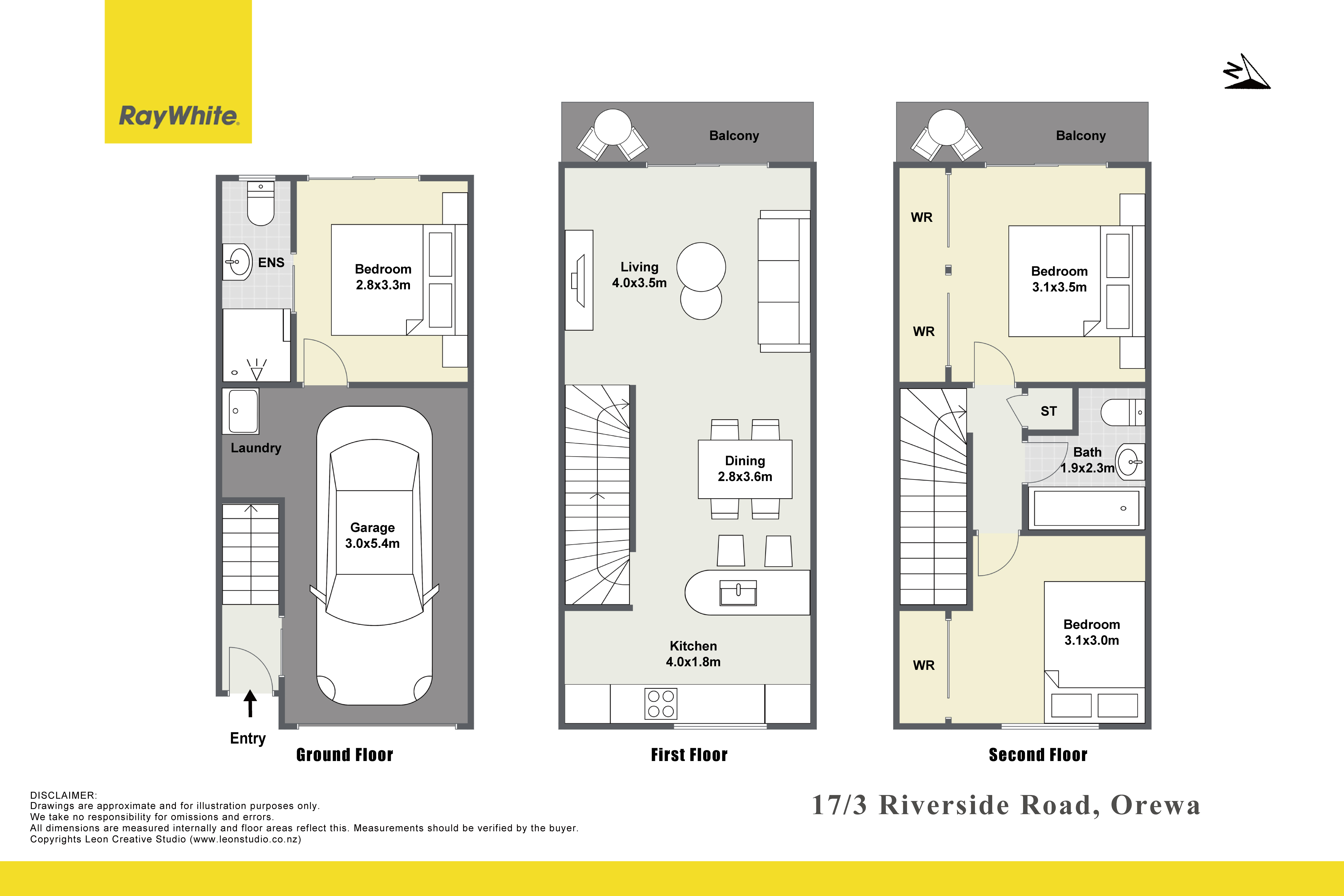 17/3 Riverside Road, Orewa, Rodney, 3房, 2浴, Townhouse