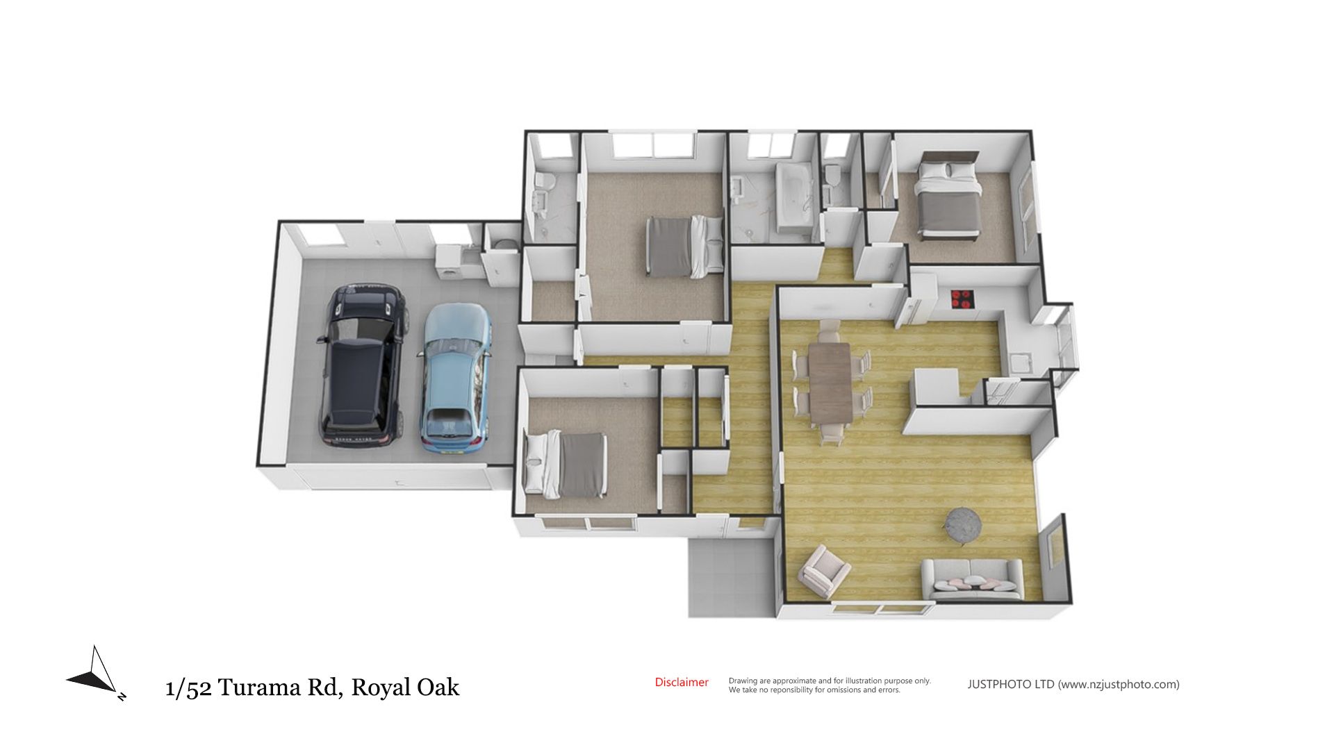 1/52 Turama Road, Royal Oak, Auckland, 3房, 0浴, House