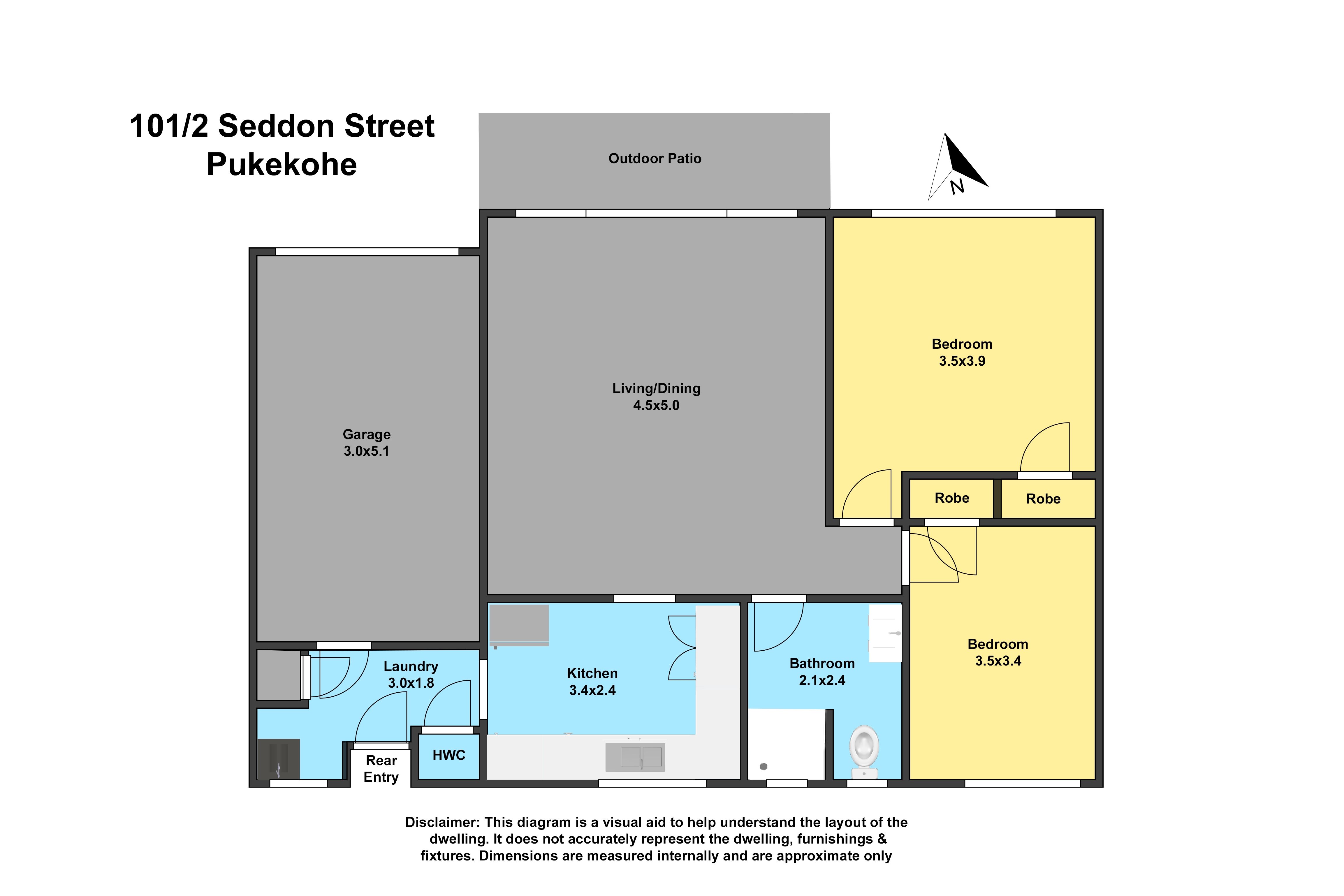 2/101 Seddon Street, Pukekohe, Franklin, 2 Bedrooms, 1 Bathrooms, Unit