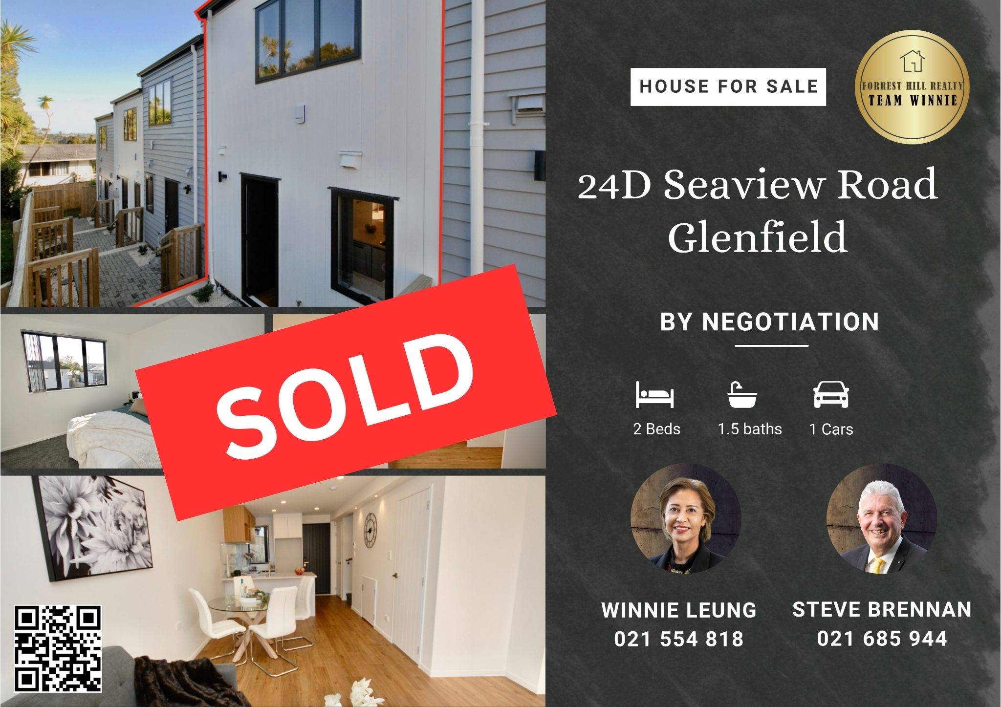 4/24 Seaview Road, Glenfield, North Shore City, 2 कमरे, 1 बाथरूम, Townhouse