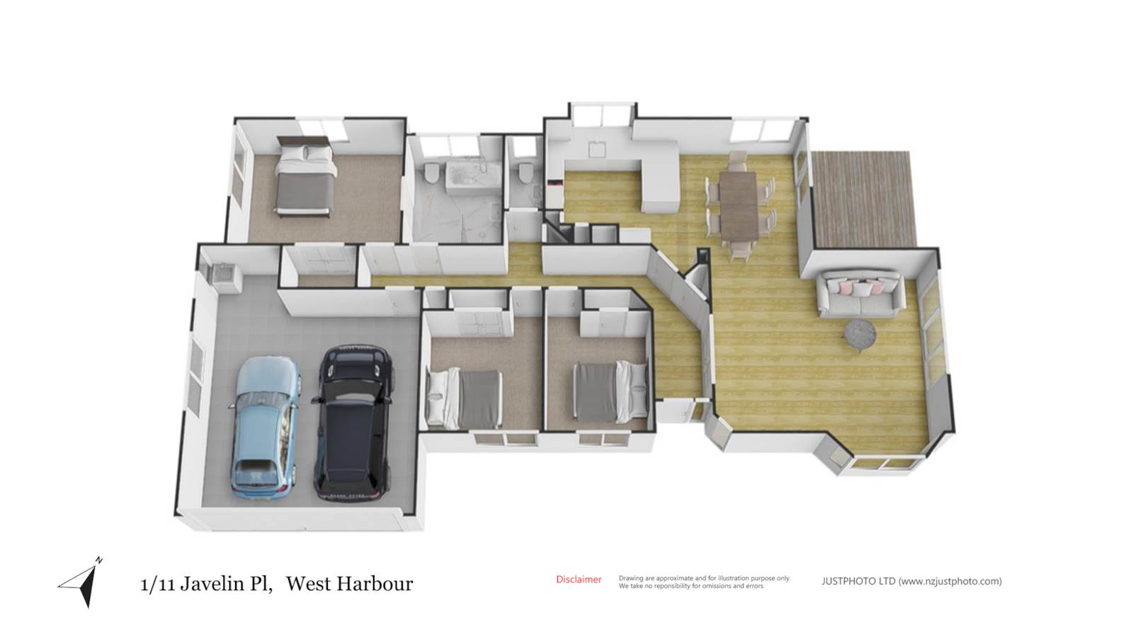 1/11 Javelin Place, West Harbour, Waitakere City, 3 Bedrooms, 1 Bathrooms, House