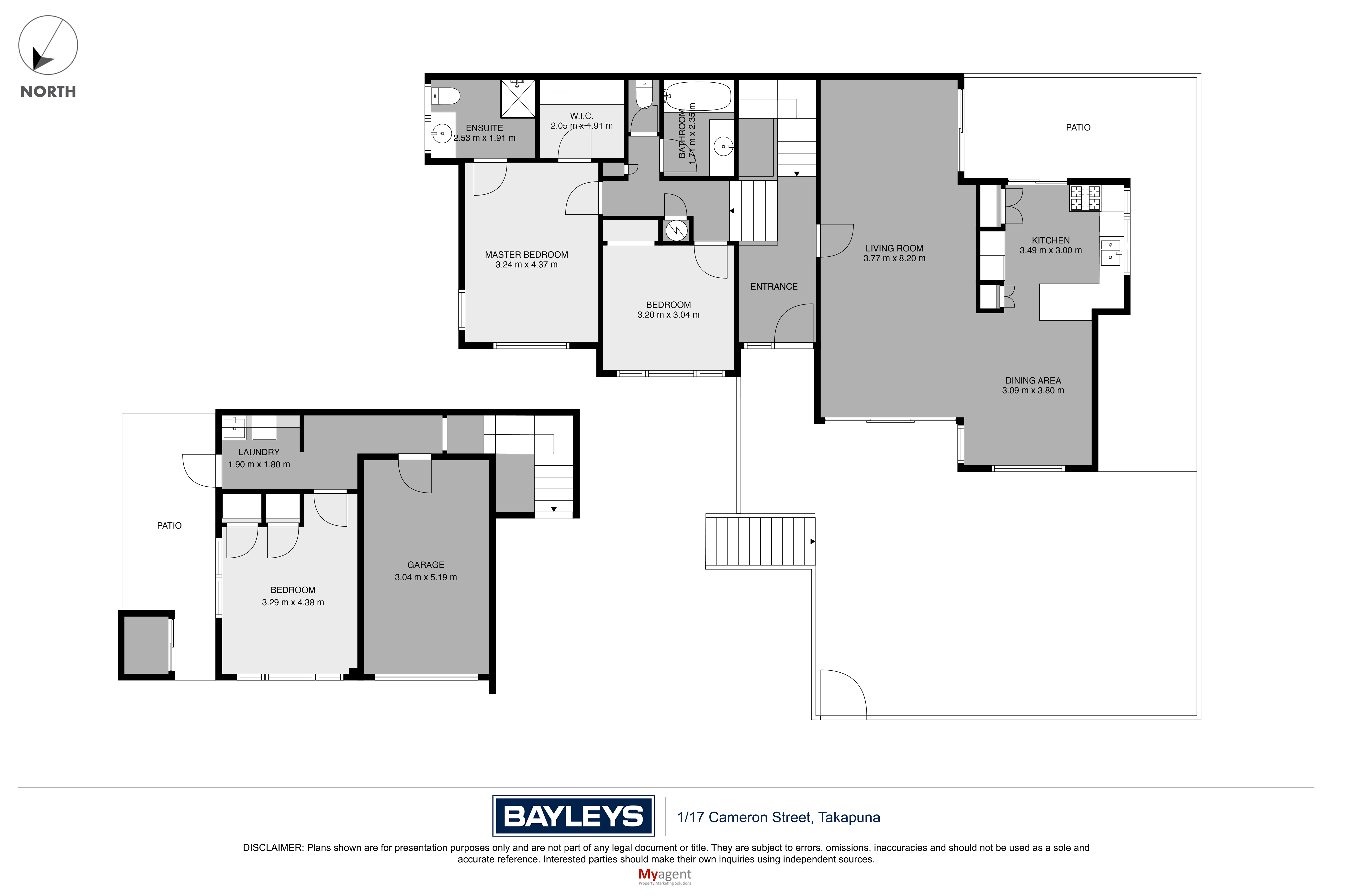 1/17 Cameron Street, Takapuna, North Shore City, 3 ਕਮਰੇ, 2 ਬਾਥਰੂਮ, House