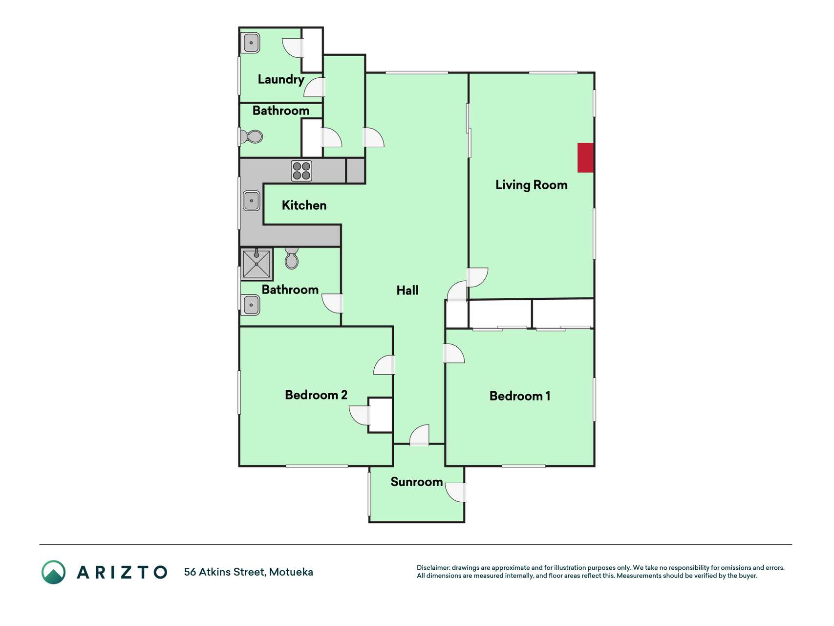 56 Atkins Street, Motueka, Tasman, 2 રૂમ, 1 બાથરૂમ, House
