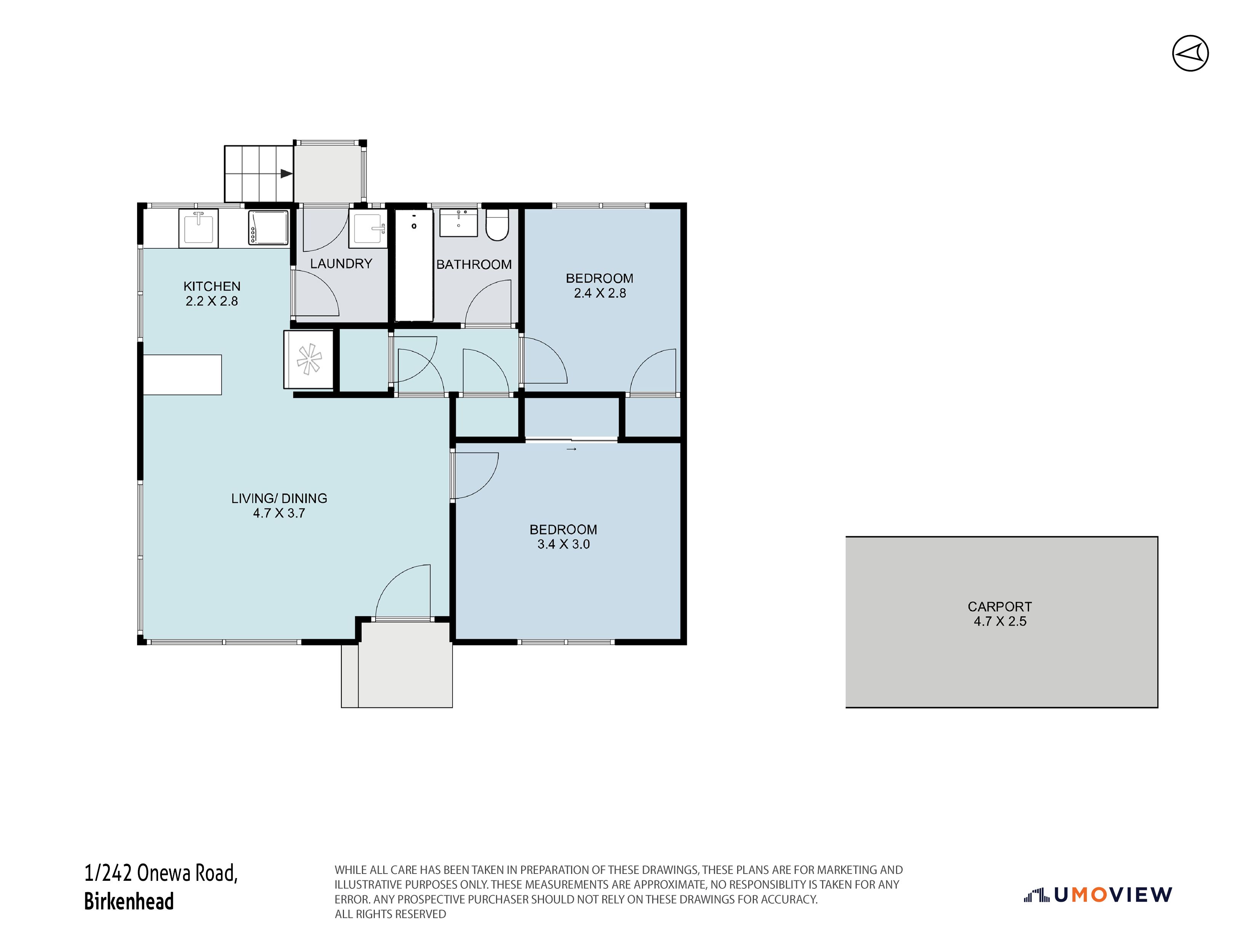 1/242 Onewa Road, Birkenhead, Auckland - North Shore, 2 Bedrooms, 1 Bathrooms, Unit