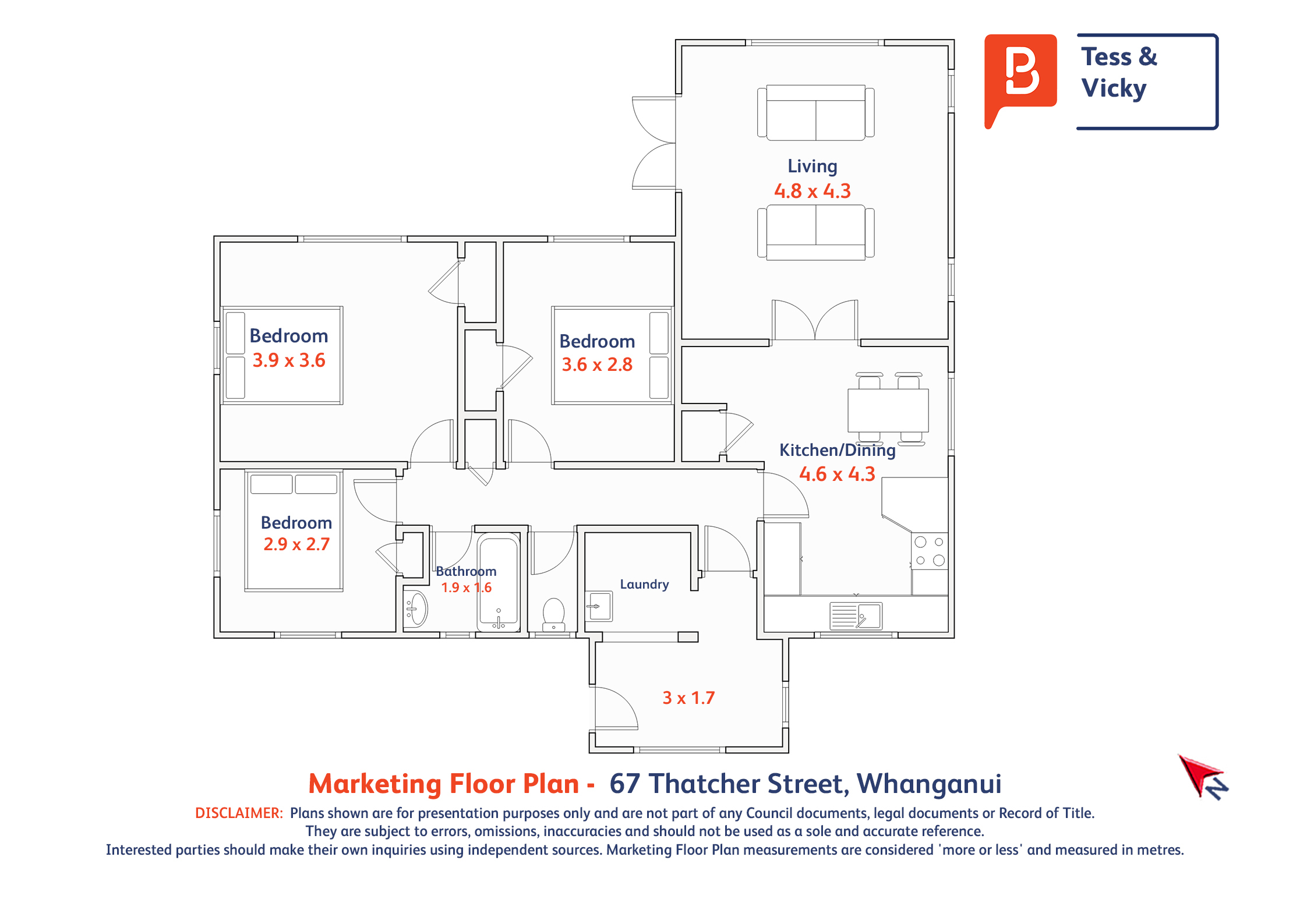 67 Thatcher Street, Castlecliff, Wanganui, 3 Schlafzimmer, 0 Badezimmer, House