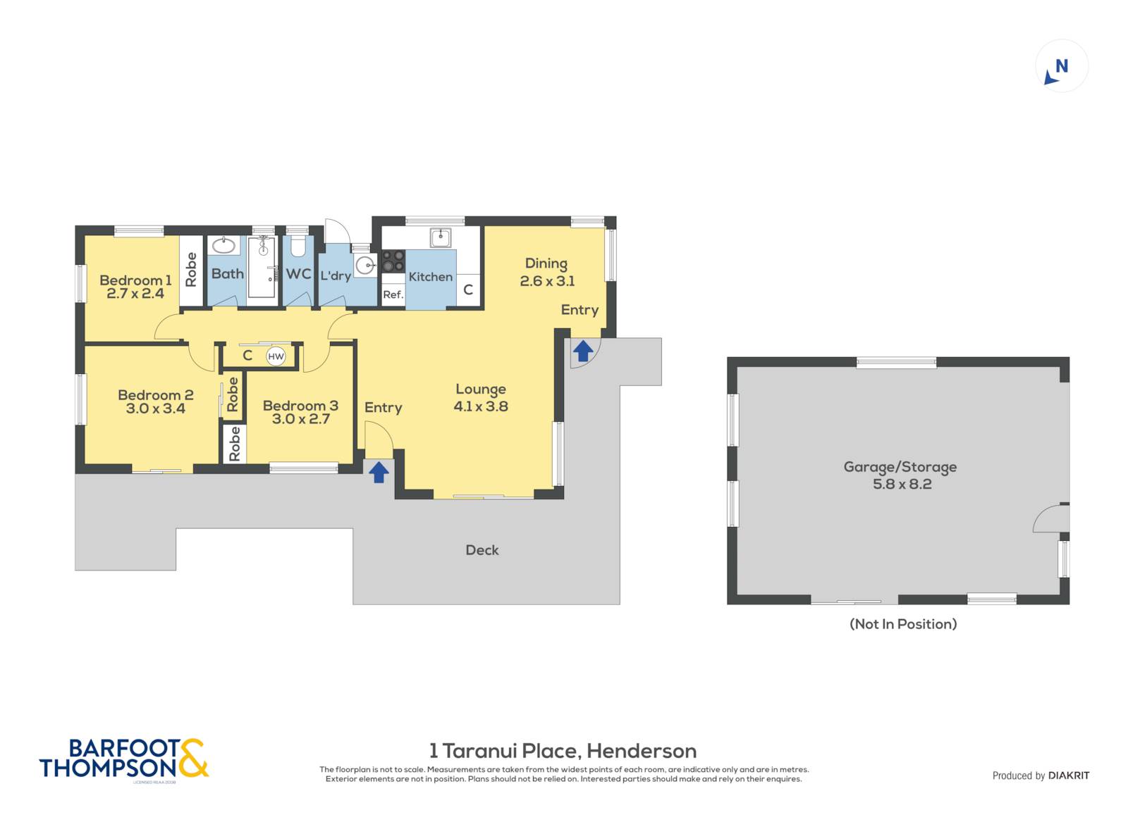 1 Taranui Place, Henderson, Waitakere City, 3 રૂમ, 1 બાથરૂમ, House