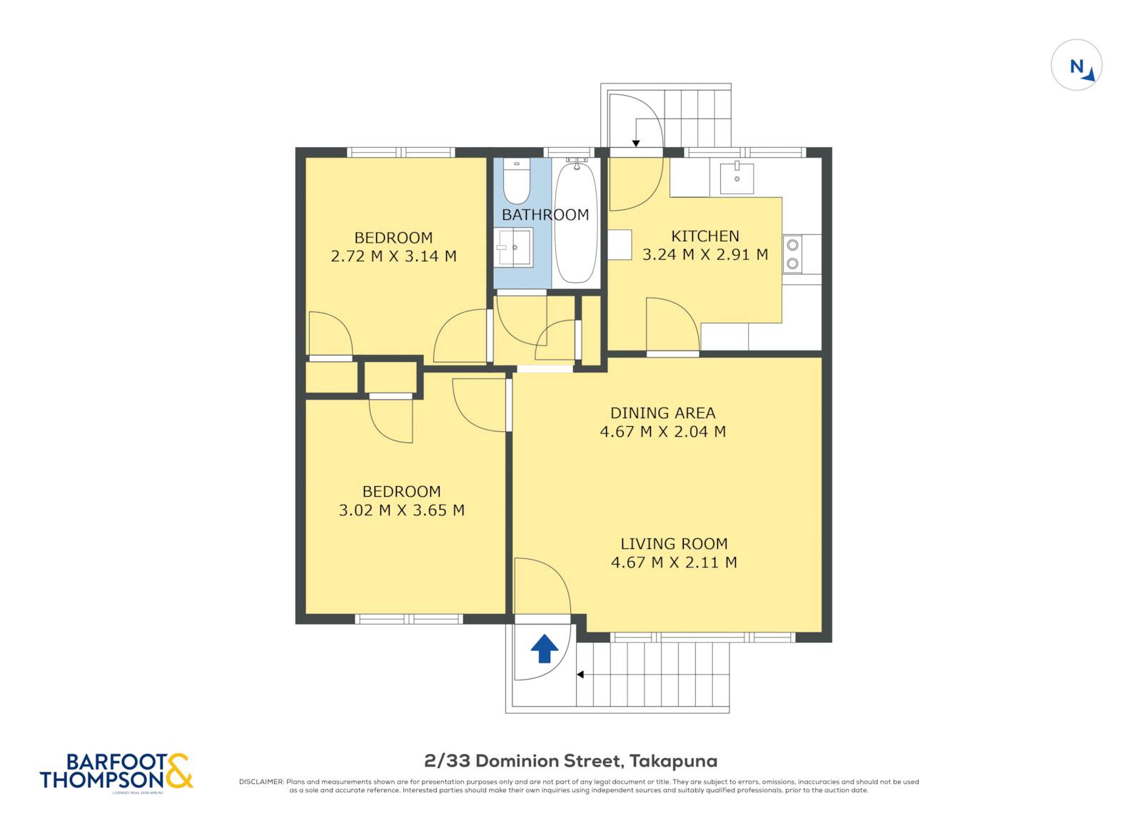 2/33 Dominion Street, Takapuna, North Shore City, 2 침실, 1 욕실, Unit